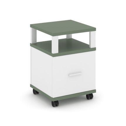 Concept Тумба мобильная 1 распаш. фасад с надставкой CN.TUM-008 W Кобо/Белый Бриллиант/Металл Белый