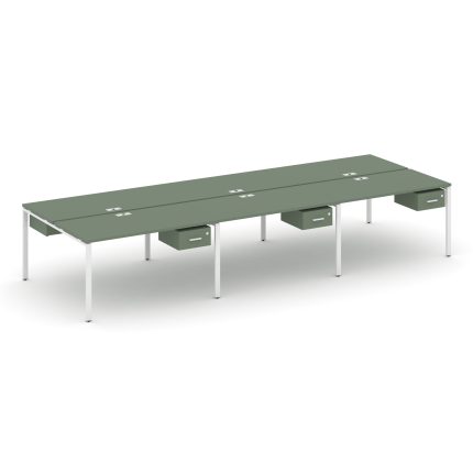 Concept Рабочая станция двухсторонняя с подвес. тумбами на 6 мест CN.DRS-151 W Кобо/Металл Белый 414