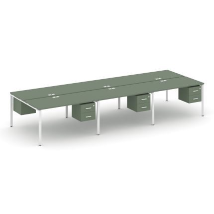 Concept Рабочая станция двухсторонняя с подвес. тумбами на 6 мест CN.DRS-156 W Кобо/Металл Белый 474