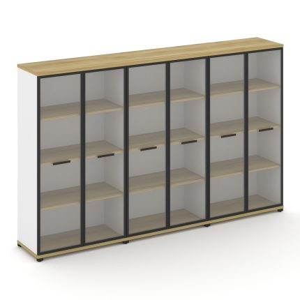 Concept Шкаф 3 широкие секции, 4 ниши CN.STS-436 RPB B Дуб Винченцо/Белый Бриллиант/Металл Черный/Пр