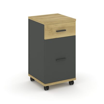 Concept Тумба мобильная 1 ящ.+1 распаш. фасад CN.TUM-011 A Дуб Винченцо/Антрацит/Металл Антрацит 420