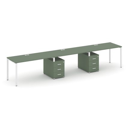 Concept Рабочая станция 3 места с 2 опорными тумбами CN.ORS-334 W Кобо/Металл Белый 3540*720*750