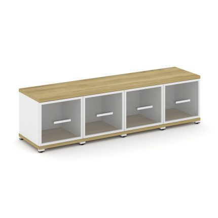 Concept Шкаф 4 узкие секции, 1 ниша CN.STU-143 RPW W Дуб Винченцо/Белый Бриллиант/Металл Белый/Прозр