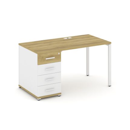 Concept Стол рабочий с 1 опорной тумбой CN.SP-401 W Дуб Винченцо/Белый Бриллиант/Металл Белый 1400*7