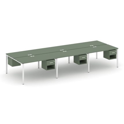 Concept Рабочая станция двухсторонняя с подвес. тумбами на 6 мест CN.DRS-159 W Кобо/Металл Белый 414