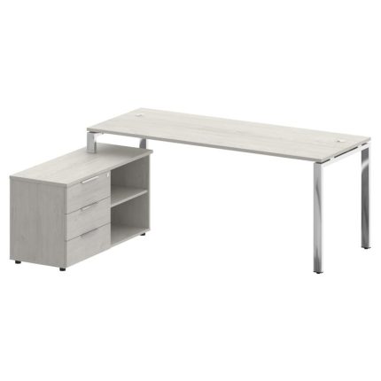 Metal System Direct Стол руковод. с тумбой БГ.СРТ-5.7 (L) Дуб Наварра/Нержавеющая Сталь 1900*1520*75