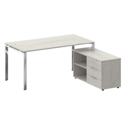 Metal System Direct Стол руковод. с тумбой БГ.СРТ-4.8 (R) Дуб Наварра/Нержавеющая Сталь 1700*1620*75