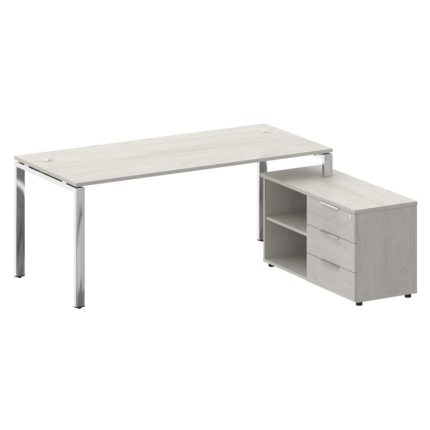 Metal System Direct Стол руковод. с тумбой БГ.СРТ-5.8 (R) Дуб Наварра/Нержавеющая Сталь 1900*1620*75