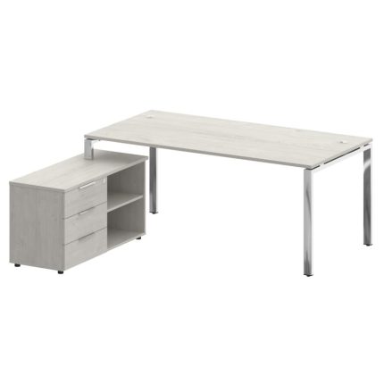 Metal System Direct Стол руковод. с тумбой БГ.СРТ-5.9 (L) Дуб Наварра/Нержавеющая Сталь 1900*1720*75
