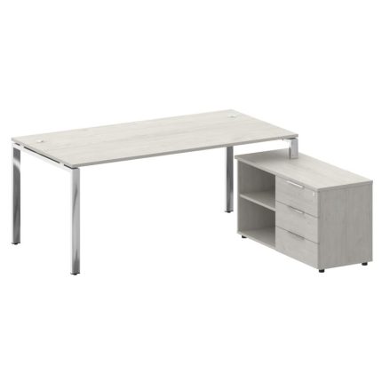 Metal System Direct Стол руковод. с тумбой БГ.СРТ-5.9 (R) Дуб Наварра/Нержавеющая Сталь 1900*1720*75