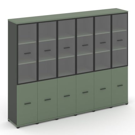 Concept Шкаф 6 узких секций, 5 ниш CN.STU-562 RPB A Кобо/Антрацит/Металл Антрацит/Прозрачный 2500*42