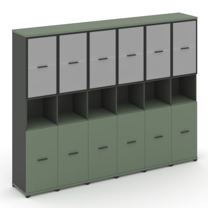 Concept Шкаф 6 узких секций, 5 ниш CN.STU-563 RMB A Кобо/Антрацит/Металл Антрацит/Сатин 2500*420*192