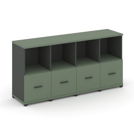 Concept Шкаф 4 узкие секции, 2 ниши CN.STU-241 A Кобо/Антрацит/Металл Антрацит 1668*420*818