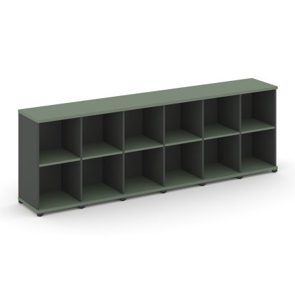 Concept Стеллаж 6 узких секций, 2 ниши CN.STU-260 Кобо/Антрацит/Металл Антрацит 2500*420*818