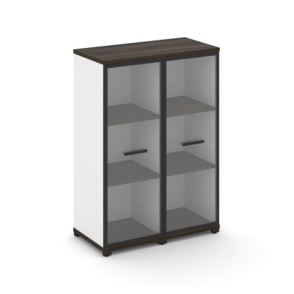 Concept Шкаф 2 узкие секции, 3 ниши CN.STU-326 RPB B Дуб Мали/Белый Бриллиант/Металл Черный/Прозрачн