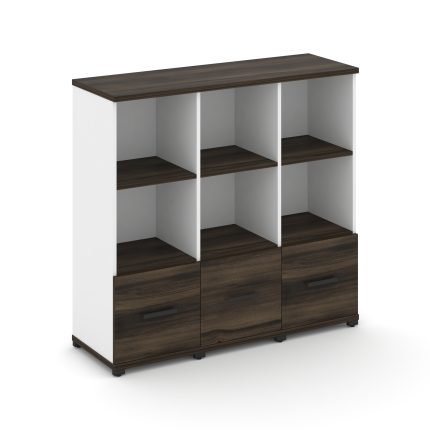 Concept Шкаф 3 узкие секции, 3 ниши CN.STU-331 B Дуб Мали/Белый Бриллиант/Металл Черный 1252*420*118