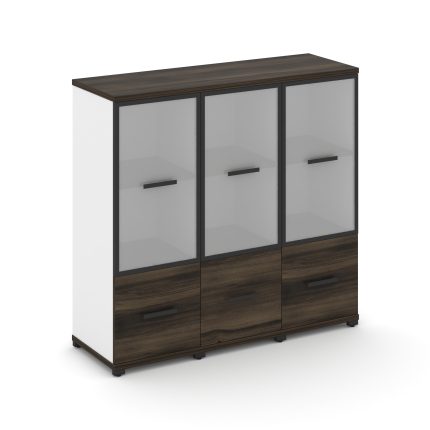 Concept Шкаф 3 узкие секции, 3 ниши CN.STU-332 RMB B Дуб Мали/Белый Бриллиант/Металл Черный/Сатин 12