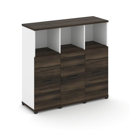 Concept Шкаф 3 узкие секции, 3 ниши CN.STU-333 B Дуб Мали/Белый Бриллиант/Металл Черный 1252*420*118