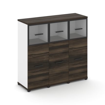 Concept Шкаф 3 узкие секции, 3 ниши CN.STU-334 RPB B Дуб Мали/Белый Бриллиант/Металл Черный/Прозрачн