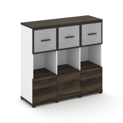 Concept Шкаф 3 узкие секции, 3 ниши CN.STU-335 RMB B Дуб Мали/Белый Бриллиант/Металл Черный/Сатин 12