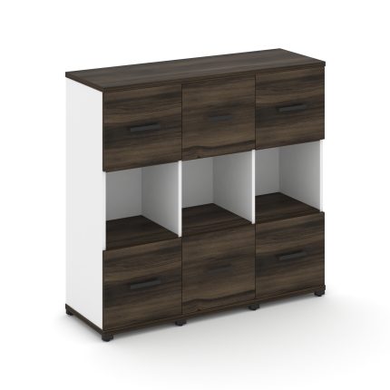 Concept Шкаф 3 узкие секции, 3 ниши CN.STU-335 B Дуб Мали/Белый Бриллиант/Металл Черный 1252*420*118