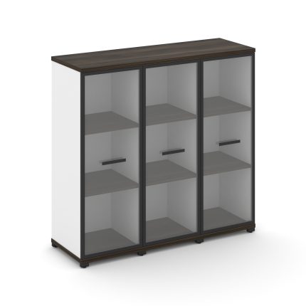 Concept Шкаф 3 узкие секции, 3 ниши CN.STU-336 RPB B Дуб Мали/Белый Бриллиант/Металл Черный/Прозрачн