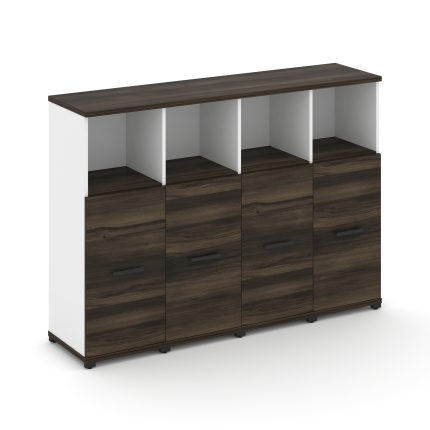 Concept Шкаф 4 узкие секции, 3 ниши CN.STU-343 B Дуб Мали/Белый Бриллиант/Металл Черный 1668*420*118