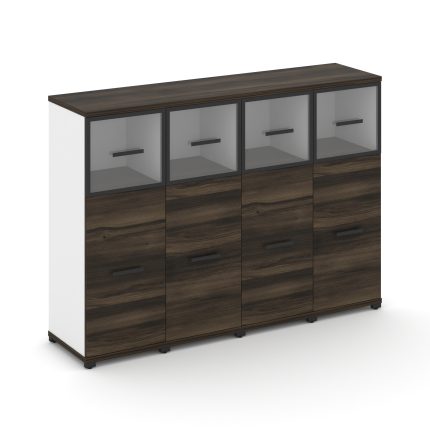 Concept Шкаф 4 узкие секции, 3 ниши CN.STU-344 RPB B Дуб Мали/Белый Бриллиант/Металл Черный/Прозрачн