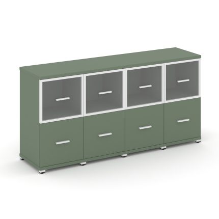 Concept Шкаф 4 узкие секции, 2 ниши CN.STU-242 RPW W Кобо/Металл Белый/Прозрачный 1668*420*818