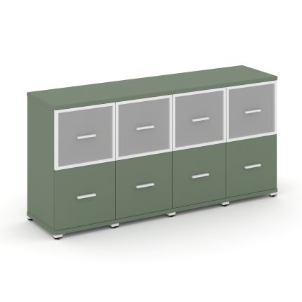 Concept Шкаф 4 узкие секции, 2 ниши CN.STU-242 RMW W Кобо/Металл Белый/Сатин 1668*420*818