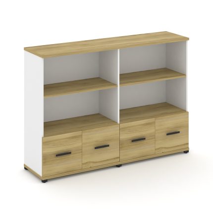 Concept Шкаф 2 широкие секции, 3 ниши CN.STS-321 B Дуб Винченцо/Белый Бриллиант/Металл Черный 1668*4