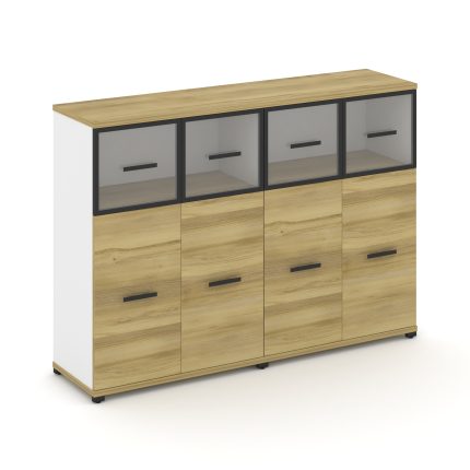 Concept Шкаф 2 широкие секции, 3 ниши CN.STS-324 RPB B Дуб Винченцо/Белый Бриллиант/Металл Черный/Пр