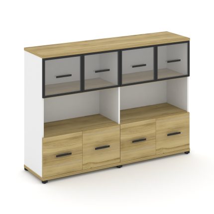 Concept Шкаф 2 широкие секции, 3 ниши CN.STS-325 RPB B Дуб Винченцо/Белый Бриллиант/Металл Черный/Пр