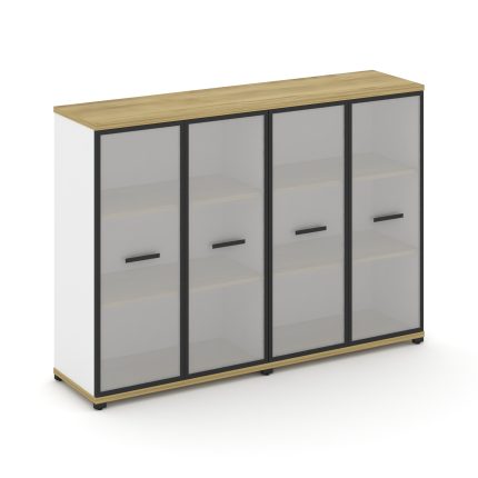 Concept Шкаф 2 широкие секции, 3 ниши CN.STS-326 RMB B Дуб Винченцо/Белый Бриллиант/Металл Черный/Са