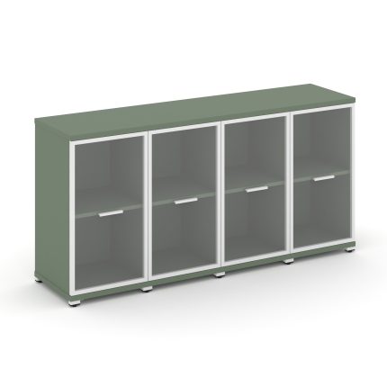 Concept Шкаф 4 узкие секции, 2 ниши CN.STU-243 RPW W Кобо/Металл Белый/Прозрачный 1668*420*818