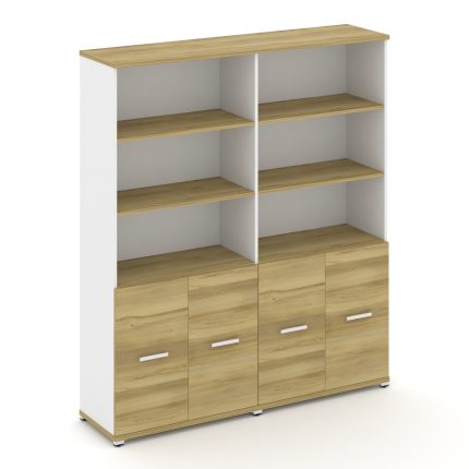 Concept Шкаф 2 широкие секции, 5 ниш CN.STS-521 W Дуб Винченцо/Белый Бриллиант/Металл Белый 1668*420