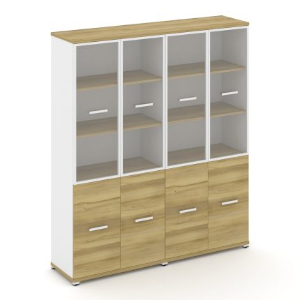Concept Шкаф 2 широкие секции, 5 ниш CN.STS-522 RPW W Дуб Винченцо/Белый Бриллиант/Металл Белый/Проз