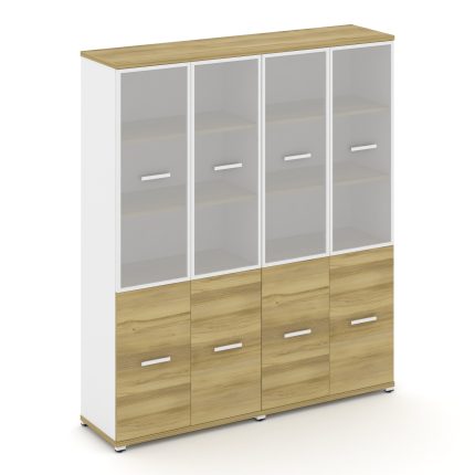 Concept Шкаф 2 широкие секции, 5 ниш CN.STS-522 RMW W Дуб Винченцо/Белый Бриллиант/Металл Белый/Сати