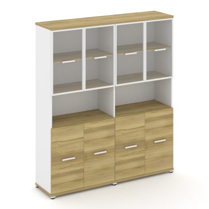 Concept Шкаф 2 широкие секции, 5 ниш CN.STS-523 RPW W Дуб Винченцо/Белый Бриллиант/Металл Белый/Проз