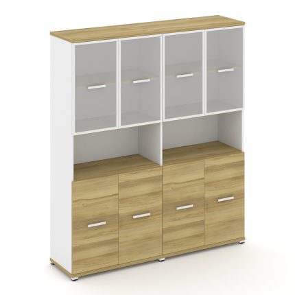 Concept Шкаф 2 широкие секции, 5 ниш CN.STS-523 RMW W Дуб Винченцо/Белый Бриллиант/Металл Белый/Сати