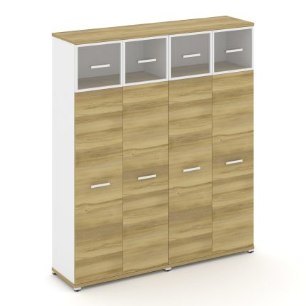 Concept Шкаф 2 широкие секции, 5 ниш CN.STS-527 RPW W Дуб Винченцо/Белый Бриллиант/Металл Белый/Проз