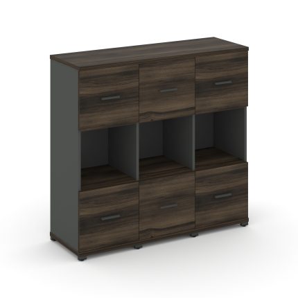 Concept Шкаф 3 узкие секции, 3 ниши CN.STU-335 A Дуб Мали/Антрацит/Металл Антрацит 1252*420*1186