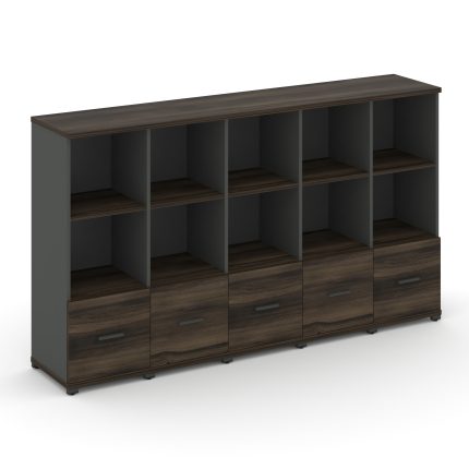 Concept Шкаф 5 узких секций, 3 ниши CN.STU-351 A Дуб Мали/Антрацит/Металл Антрацит 2084*420*1186