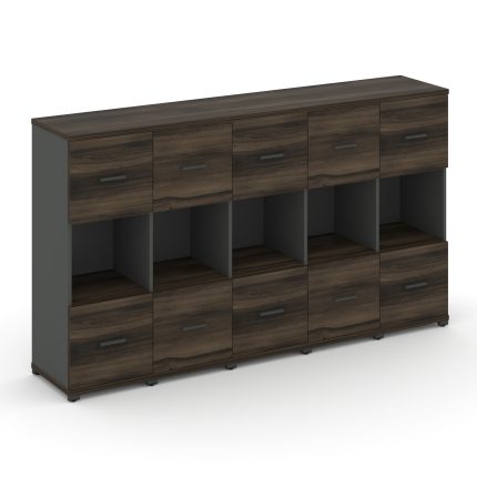 Concept Шкаф 5 узких секций, 3 ниши CN.STU-355 A Дуб Мали/Антрацит/Металл Антрацит 2084*420*1186