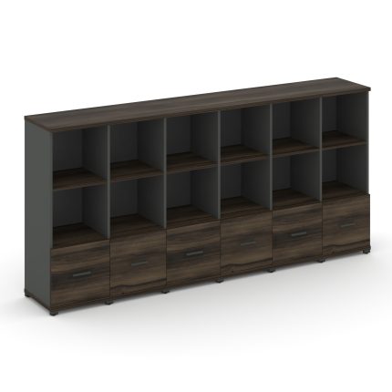 Concept Шкаф 6 узких секций, 3 ниши CN.STU-361 A Дуб Мали/Антрацит/Металл Антрацит 2500*420*1186