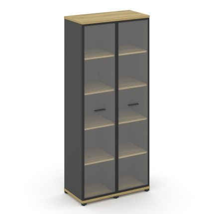 Concept Шкаф 2 узкие секции, 5 ниш CN.STU-528 RPB A Дуб Винченцо/Антрацит/Металл Антрацит/Прозрачный
