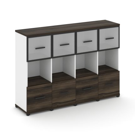 Concept Шкаф 4 узкие секции, 3 ниши CN.STU-345 RMB B Дуб Мали/Белый Бриллиант/Металл Черный/Сатин 16