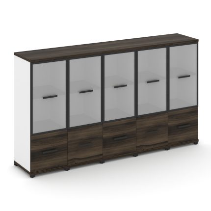 Concept Шкаф 5 узких секций, 3 ниши CN.STU-352 RMB B Дуб Мали/Белый Бриллиант/Металл Черный/Сатин 20