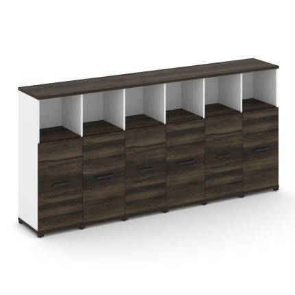 Concept Шкаф 6 узких секций, 3 ниши CN.STU-363 B Дуб Мали/Белый Бриллиант/Металл Черный 2500*420*118