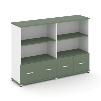 Concept Шкаф 2 широкие секции, 3 ниши CN.STS-321 W Кобо/Белый Бриллиант/Металл Белый 1668*420*1186